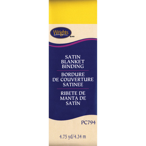 3 Pack - Wrights Single Fold Satin Blanket Binding 2"X4.75yd-Canary - 117-794-086 - 070659894879