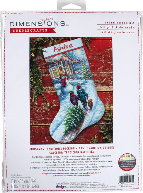 Dimensions Counted Cross Stitch Kit 16" Long-Christmas Tradition Stocking - 70-08995 - 088677089955