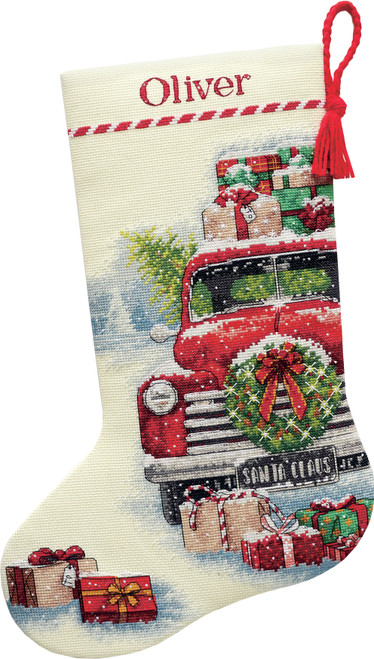 Dimensions Counted Cross Stitch Kit 16" Long-Santa's Truck Stocking - 8986
