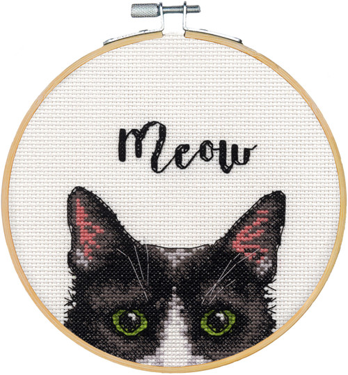 Dimensions Counted Cross Stitch Kit 6" Round-Meow (14 Count) - 72-75983