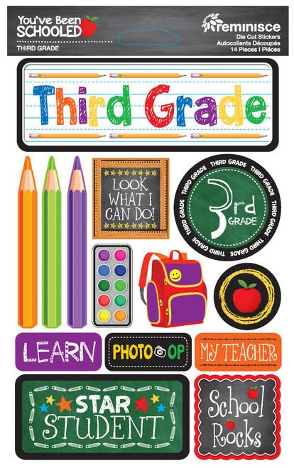 Reminisce You've Been Schooled 3D Dimensional Stickers-3rd Grade - YBS4-03 - 819442028233