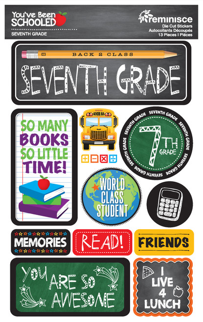 Reminisce You've Been Schooled 3D Dimensional Stickers-7th Grade - YBS4-07 - 819442028271