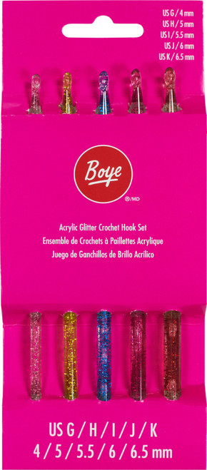 Boye Glitter Crochet Hook Set-Sizes G To K - 503000GK - 192887655852