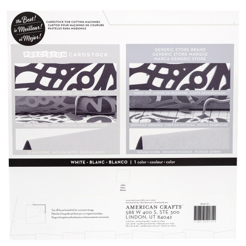 American Crafts Precision Cardstock Pack 80lb 12"X12" 60/Pkg-White/Textured - AC354131