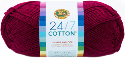 Lion Brand 24/7 Cotton Yarn-Magenta - 761-144 - 023032015989