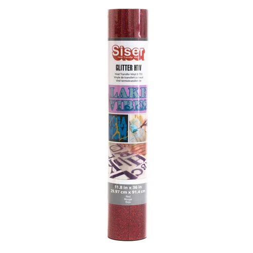 Siser Glitter HTV Vinyl 11.8"X36" Roll-Red - MIGL11-83605 - 852886007761