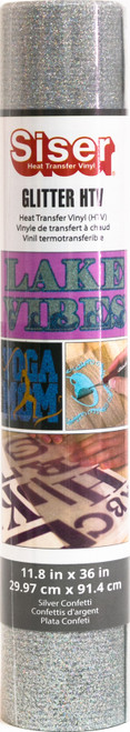 Siser Glitter HTV Vinyl 11.8"X36" Roll-Silver Confetti - MIGL11-83616 - 852886007068