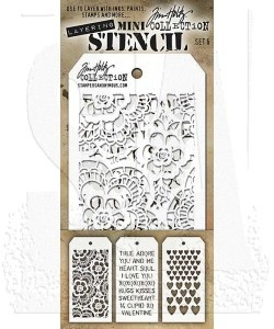 Tim Holtz Mini Layered Stencil Set 3/Pkg-Set #6 - MTS-6 - 653341058713