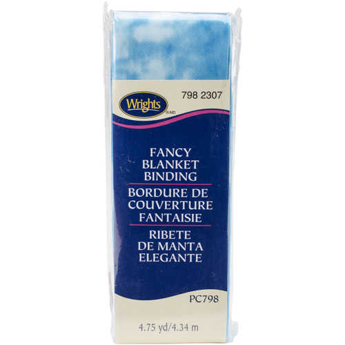 Wrights Single Fold Satin Fancy Blanket Binding 2"X4.75yd-Tie-Dye Blue - 117-798-2307 - 070659895326