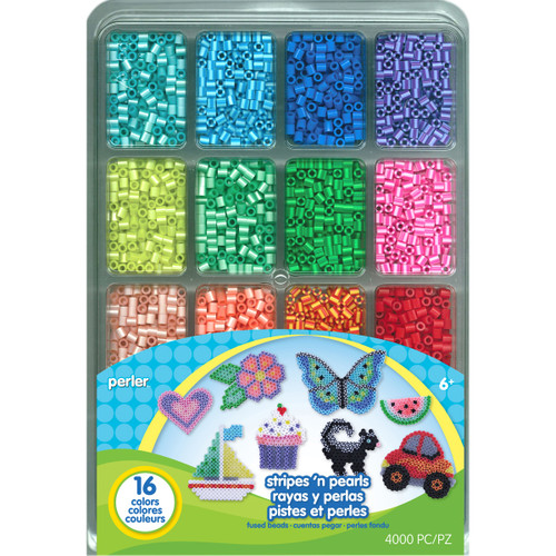 Perler Fused Bead Tray 4,000/Pkg-Stripes 'n Pearls - 80-17604 - 048533176045