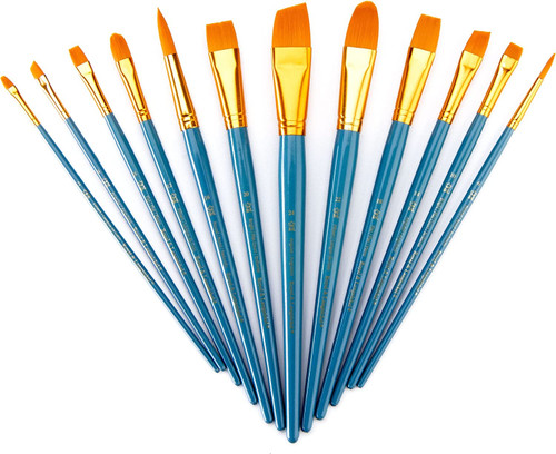 Royal & Langnickel(R) Gold Taklon Angular Variety Pack Brush-12/Pkg - RSET9306
