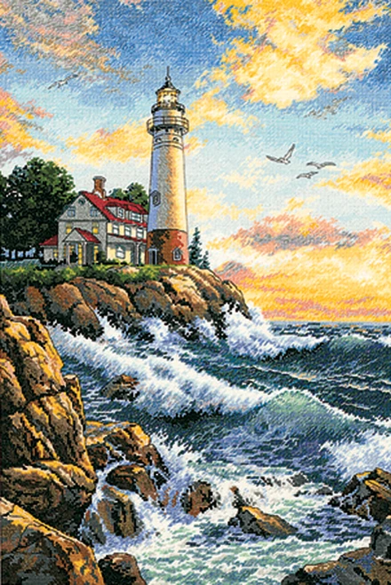 Dimensions Gold Collection Counted Cross Stitch Kit 11"X17"-Rocky Point (18 Count) - 3895