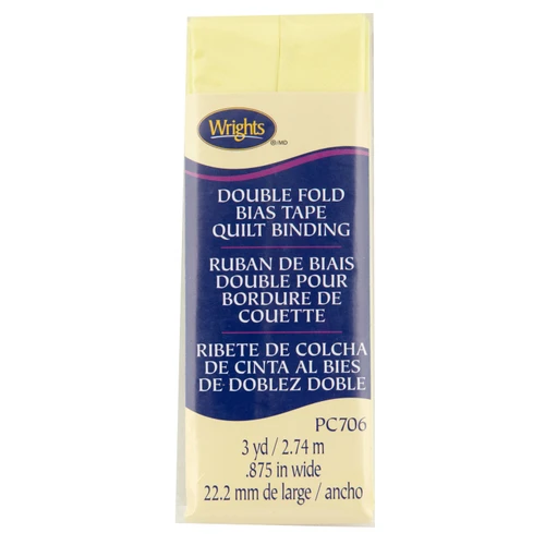 Wrights Double Fold Quilt Binding .875"X3yd-Baby Maize - 117-706-927 - 070659895104