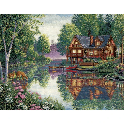 Dimensions Gold Collection Counted Cross Stitch Kit 16"X12"-Cabin Fever (18 Count) - 35183 - 088677351830