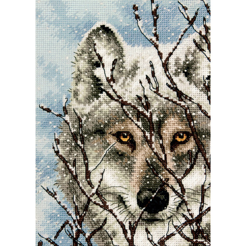 Dimensions Gold Petite Counted Cross Stitch Kit 5"X7"-Wolf (18 Count) - 70-65131