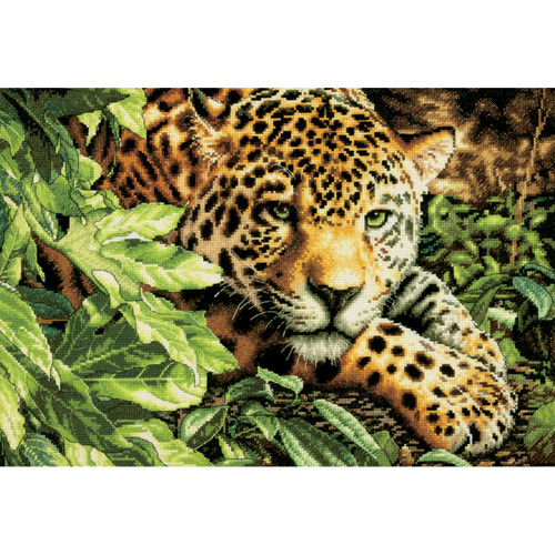 Dimensions Gold Collection Counted Cross Stitch Kit 16"X11"-Leopard In Repose (14 Count) - 70-35300