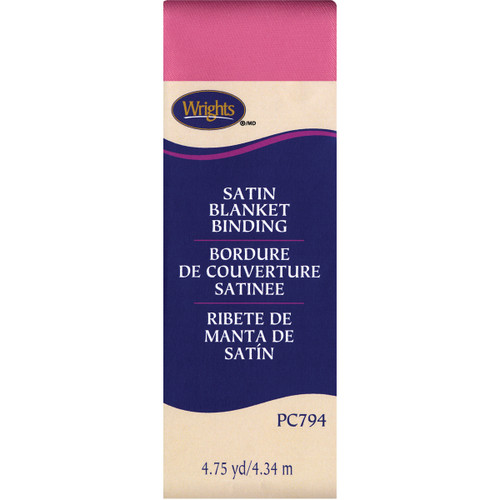 Wrights Single Fold Satin Blanket Binding 2"X4.75yd-Candy Pink - 117-794-216 - 070659894954