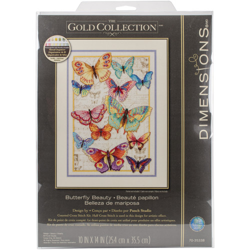 Dimensions Gold Collection Counted Cross Stitch Kit 10"X14"-Butterfly Beauty (14 Count) - 70-35338 - 088677353384