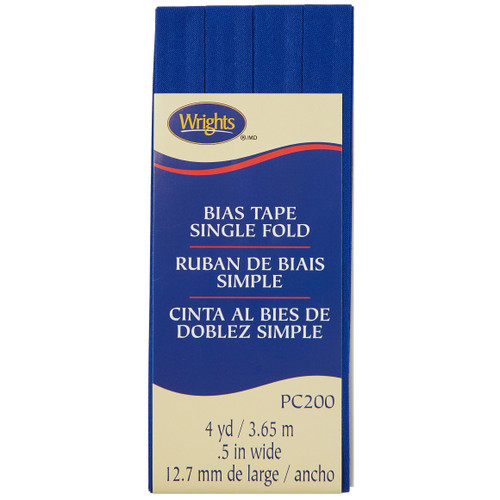 Wrights Single Fold Bias Tape .5"X4yd-Yale Blue - 117-200-078 - 070659132230