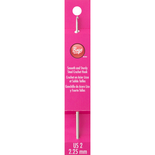 Boye Steel Crochet Hook 5"-Size 2/2.25mm - 6208-2 - 070659915178