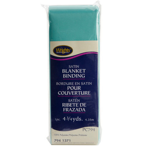 Wrights Single Fold Satin Blanket Binding 2"X4.75yd-Aquamarine 2 - 117-794-1371 - 070659804090