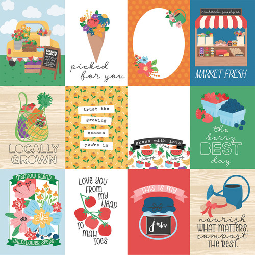 25 Pack - Echo Park Freshly Picked Cardstock 12"X12"-3x4 Journaling Cards - 5A003QVN-1HMB7