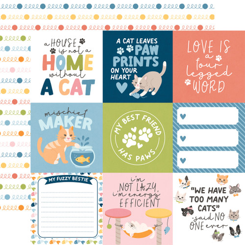 25 Pack - Echo Park Cat Lover Cardstock 12"X12"-4x4 Journaling Cards - 5A003QSX-1HM7J - 810208646821