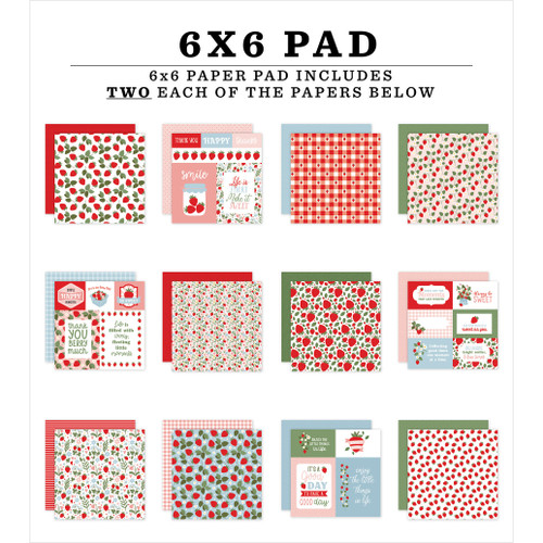 3 Pack - Echo Park Double-Sided Paper Pad 6"X6"-Strawberry Fields - 5A003QS5-1HM67