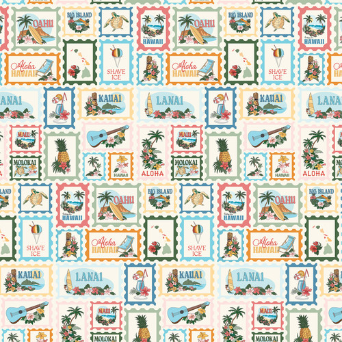 25 Pack - Carta Bella Hawaii Double-Sided Cardstock 12"X12"-3x4 Journaling Cards - 5A003QW5-1HMDF