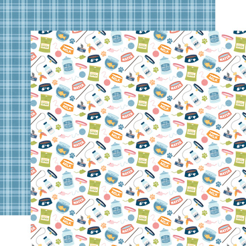 25 Pack - Echo Park Cat Lover Cardstock 12"X12"-Cat Food And Toys - 5A003QSX-1HM7G - 810208646876