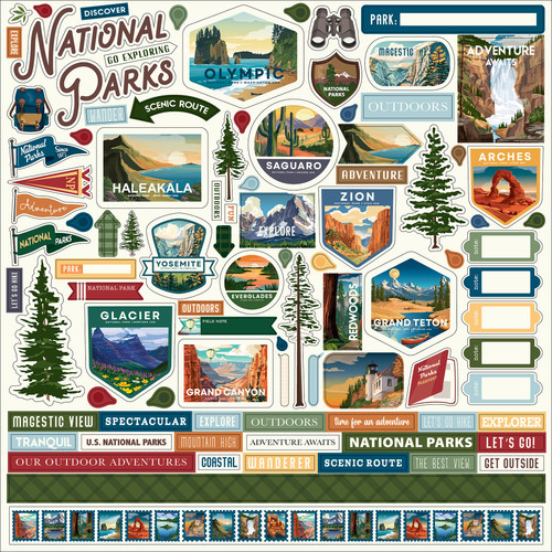 6 Pack - Carta Bella Elements Cardstock Stickers 12"X12"-National Parks No. 2 - 5A003QTB-1HM8Q - 810208649501