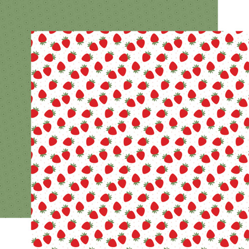 25 Pack - Echo Park Strawberry Fields Cardstock 12"X12"-Berries And Cream - 5A003QRJ-1HM60 - 810208647705