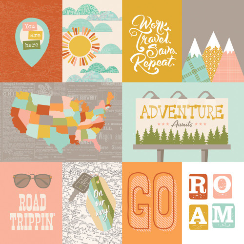 25 Pack - Simple Stories Open Road Double-Sided Paper 12"X12"-3x4/4x6 Elements - 5A003Q9T-1HL1Z