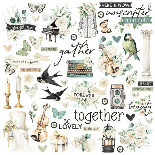 3 Pack - Simple Stories Chipboard Stickers 12"X12"-Vintage Timeless Harmony - 5A003Q8W-1HKZR