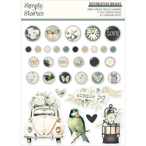 3 Pack - Simple Stories Adhesive Brads-Vintage Timeless Harmony - 5A003Q8Z-1HKZW - 810191525370