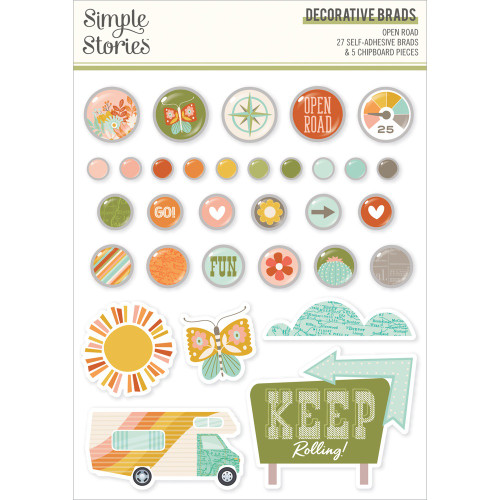 3 Pack - Simple Stories Adhesive Brads-Open Road - 5A003Q9R-1HL2H - 810191525660