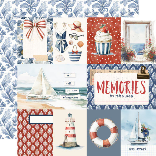 25 Pack - Simple Stories Vintage Sand & Sea Double-Sided Paper 12"X12"-3x4/4x6 Elements - 5A003Q51-1HKL3 - 810191524861
