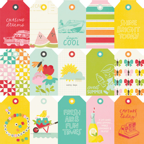 25 Pack - Simple Stories Sweet Summertime Double-Sided Paper 12"X12"-Tag Elements - 5A003Q4P-1HKKL