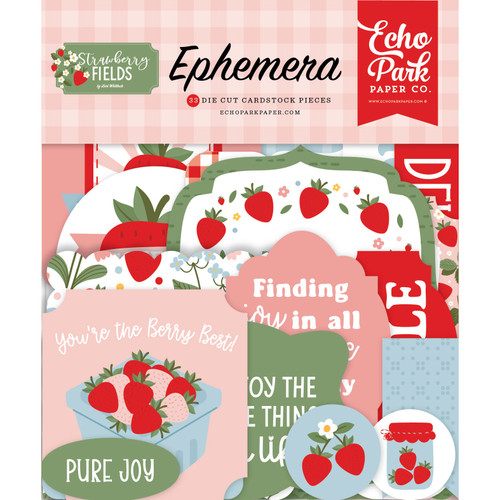 3 Pack - Echo Park Ephemera-Strawberry Fields - 5A003QSD-1HM5G - 810208647781