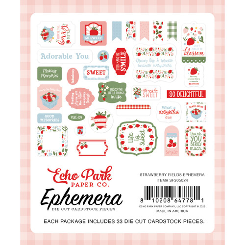 3 Pack - Echo Park Ephemera-Strawberry Fields - 5A003QSD-1HM5G