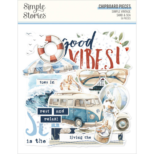 3 Pack - Simple Stories Chipboard Stickers 12"X12"-Vintage Sand & Sea - 5A003Q55-1HKLN - 810191524960