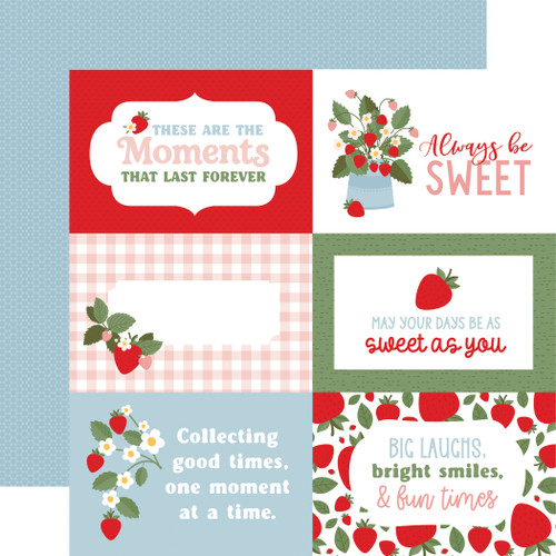 25 Pack - Echo Park Strawberry Fields Cardstock 12"X12"-6x4 Journaling Cards - 5A003QRJ-1HM5Y - 810208647699