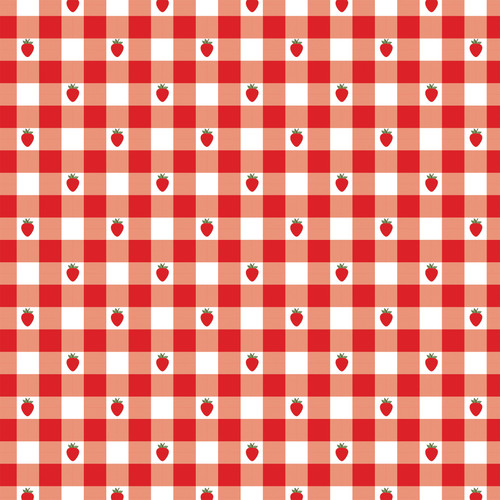 25 Pack - Echo Park Strawberry Fields Cardstock 12"X12"-Strawberry Gingham - 5A003QRJ-1HM64