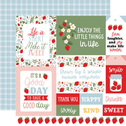 25 Pack - Echo Park Strawberry Fields Cardstock 12"X12"-Multi Journaling Cards - 5A003QRJ-1HM5R - 810208647637