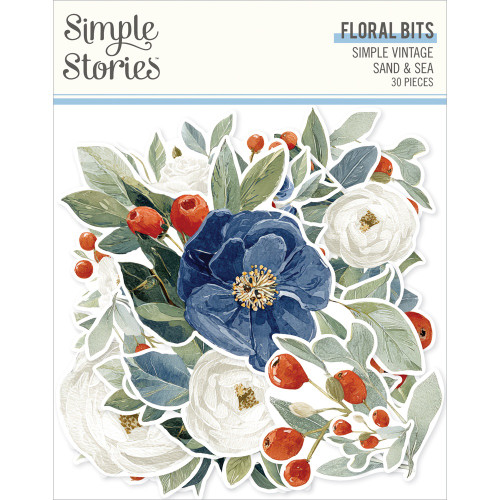 3 Pack - Simple Stories Floral Bits & Pieces Die Cuts-Vintage Sand & Sea - 5A003Q5B-1HKLQ - 810191524991