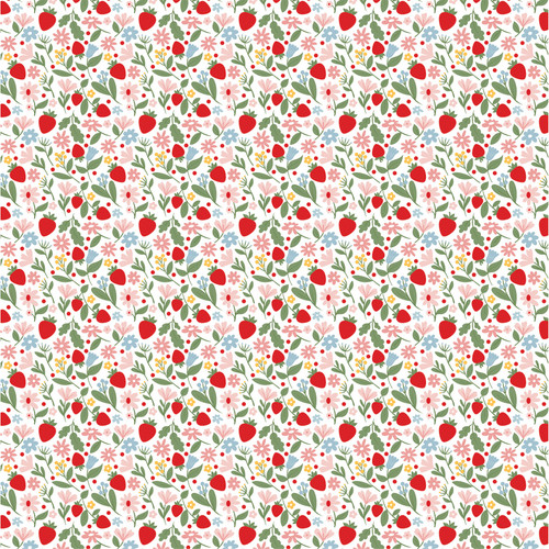 25 Pack - Echo Park Strawberry Fields Cardstock 12"X12"-Flowers And Fruit - 5A003QRJ-1HM5T
