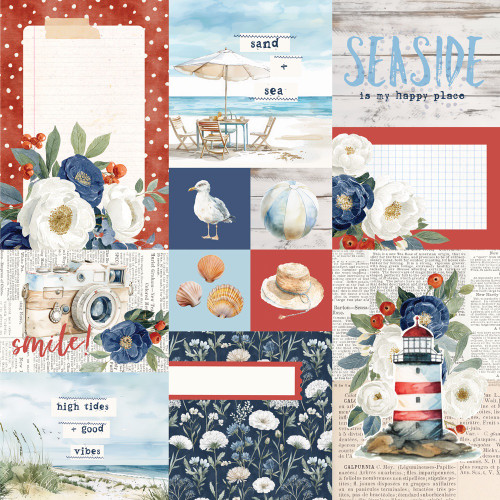 25 Pack - Simple Stories Vintage Sand & Sea Double-Sided Paper 12"X12"-Combo Elements - 5A003Q51-1HKLX