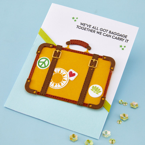 Spellbinders Clear Stamp & Die Set-Retro Suitcase & Sentiments - 5A003QYR-1HMH4