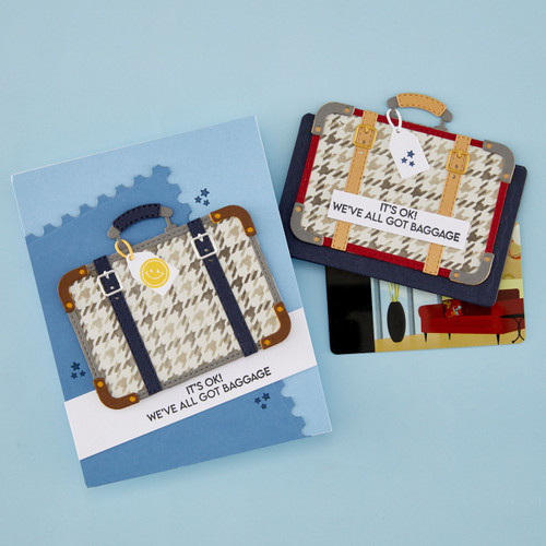 Spellbinders Clear Stamp & Die Set-Retro Suitcase & Sentiments - 5A003QYR-1HMH4