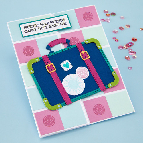 Spellbinders Clear Stamp & Die Set-Retro Suitcase & Sentiments - 5A003QYR-1HMH4